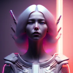 Short long white hair Woman, samurai, cyberpunk, neon, highly detailed, art stations, concept art, smooth, unreal engine 5, god rays, ray tracing, RTX, nanite polygons, lumen lighting, ultra detail, volumetric lighting, 3d, finely drawn, high definition, high resolution, gradient background