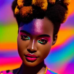 full body shot, masterpiece, best quality, family of three, dark skinned, sparkling eyes, fluorescent skin, colorful makeup, afro, highly detailed body, sun light, 4K, RAW, depth of field, high contrast, realistic details, 24mm