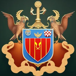 coat of arms of a city in a bay with an anchor and a kestrel, very detailed, high quality, octane render