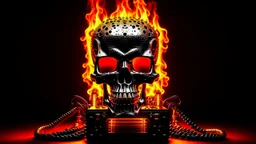 4K. REALISTIC FULL DETAILS. LOGO EMISSION DE RADIO HARDROCK FIRESTARTER TERMINATOR. FLAMMES EN FOND D IMAGE