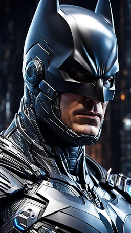 Batman cyborg, calidad ultra, hiperdetallado, maximalista, increíble obra de arte