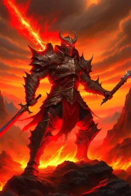 Behold the powerful and aweinspiring Pyroclastic Warrior a formidable force that emanates immense strength and ferocity clad in armor forged from volcanic rocks and imbued with the fiery essences of molten lava and scorching magma ready to unleash a cataclysmic inferno upon its adversaries with each swing of its blazing sword leaving behind a trail of devastation and charred remains in its wake a true embodiment of raw elemental power and unyielding determination, a majestic and awe-inspiring fo