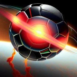 Soccer ball Outerspace black, earth orbit, volcano