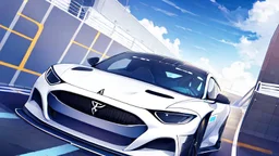 A Tesla's 'Model S Plaid' is racing at top speed, across the 'Area 51' facility in the USA. CINEMATIC. WIDE ANGLE LENS.