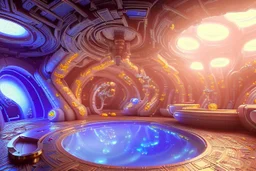 white and gold crystal galactic ambiance cinema4d scifi futuristic tunnelfield pools lighting underground, full of details, smooth, bright sunshine，soft light atmosphere, light effect，vaporwave colorful, concept art, smooth, extremely sharp detail, finely tuned detail, ultra high definition, 8 k, unreal engine 5, ultra sharp focus