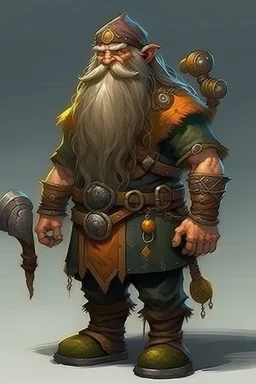 Fantasy dwarf, long beard, poor