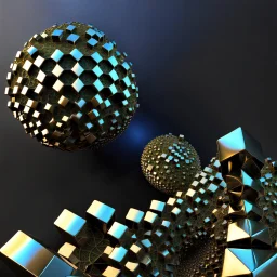 a mandelbulb 3d fractal made of metallic random color cubes a pertty artistc background