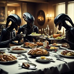 Xenomorphs having Thanksgiving dinner