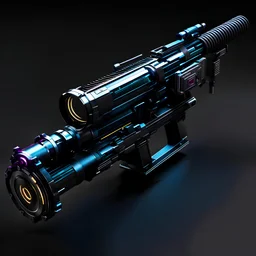 cyberpunk minigun, black background
