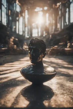 Depresdion, raytracing, surreal sculpture, cinematic, cinematic shot, dynamic composition, details, intricate detail, professional lighting, film lighting, 35mm, anamorphic, lightroom, cinematography, bokeh, lens flare, film grain, hdr10, 8k, Roger Deakins, incredibly detailed, reflect, sharpen
