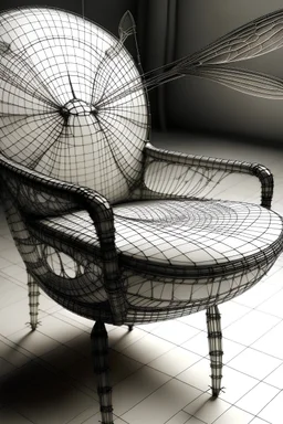 Armchair inspired by dragonfly sketch