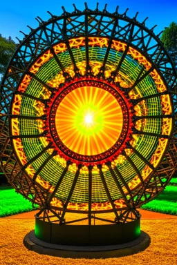 Solar wheel art with fire