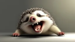 Realistic Hedgehog Lying On His Back And Laughing