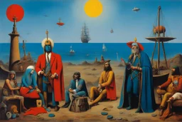 1970s Nautical Cult and Sixties Era Hippies painted by max ernst