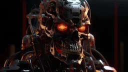 4k full realism full details logo demon cyberpunk robot terminator firestarter hardrock emission radio