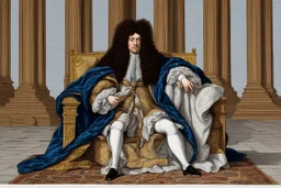 color picture of Louis XIV crying on a throne