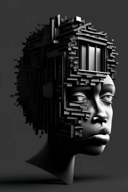 design a black house that is made of computer parts and has characteristics of a human face.rs.