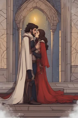 A couple from the dnd game curse of Strahd kissing