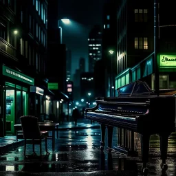 jazz vibes, city at night, lonely, dark colours