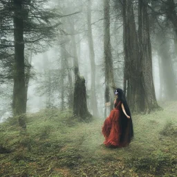 photographic quality mystical witches pagan goth monolith fires woods dark misty moody dancing flowing gowns beautiful young ultra detail