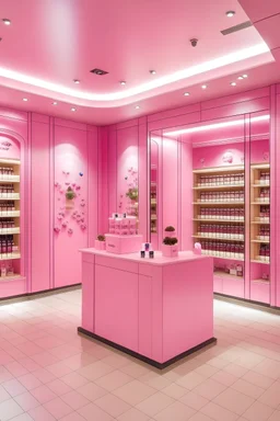 Loja de perfume como se fosse um portal rosa feminino