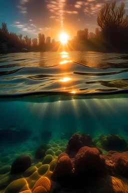 serenity view from underwater during the sunrise