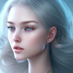 portrait girl look beautiful like shy, hyper details, 8k, realistis, rekfleksi, rtx, eye looks ocean blue, sort hair, glow, very cool expresion