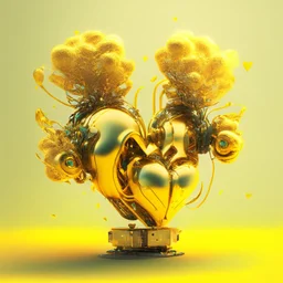 golden robot heart with tree wings