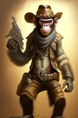 bounty hunter monkey cowboy with 2 pistols