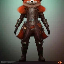 A steampunk Armor wearing Fox,cyberpunk, character design,ultra realistic,shiny, smooth, studio quality, octane render, Surrealism, Triadic colour scheme,ambient lighting polaroid, 100mm