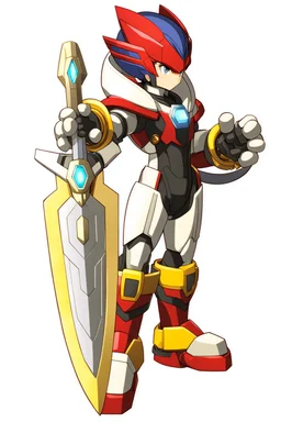 Megaman Zero Omega, Black and Red Armor, Lightning Sword, HD, Clean