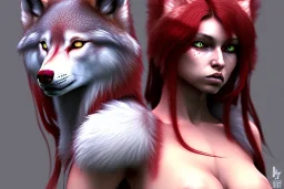 crimson haired wolf girl