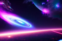 Picture Of The Galaxy With Giant Neon Star, Hyper Realistic, Hyper Detailed, Neon, Cyberpunk, Neon lighting,