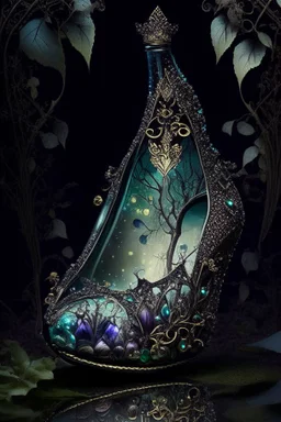 dark fantasy, intricate cover, a whimsical fairytale, slipper made of glass