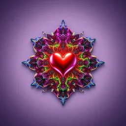 beautiful mockap graphic sifi ,colorful ,artistic, math,nice 3d fractal recursive art with love heart symbole