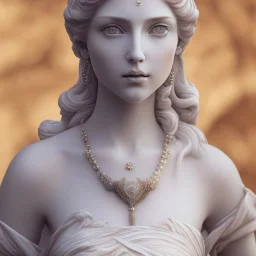 Greek white marble stature, full of details, realistic, beautiful young woman, hight definition, 8k, symmetric face, perfect eyes