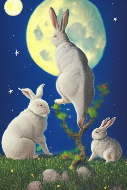 Two rabbits in the moon