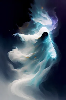 Paint a ghost spirit drifting through outer space.