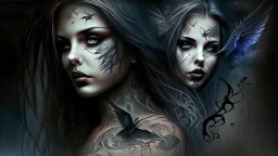 beautiful girl phantom, tattoo, mysticism