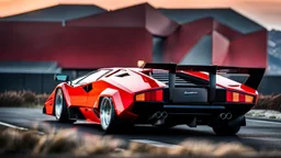 Lamborghini Modern Countach 2024, desktop wallpaper, 4K, Cinematic, rear view