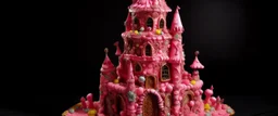 A rosy pink ominous kingdom made out of candy designed in Mayan architecture painted by Antoni Gaudi