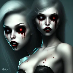 horror female vampire black background
