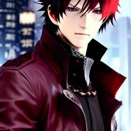 Detailed anime boy, crimson red hair, classic taper hairstyle, dante dmc5 hairstyle, wolf ears protruding out, white trench coat, intricate details, full body portrait, keep head in frame, slight smile, black Japanese motif, concept art, highly detailed, digital painting, concept art, sharp focus, illustration, art by Yoji Shinkawa, WLOP and greg rutkowski and alphonse mucha and artgerm and yanjun Chen and Junji ito and Makoto Shinkai, HDR, octane render, highly detailed