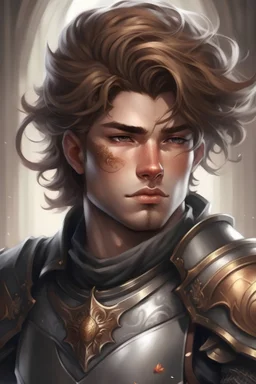 An extremely handsome prince, portrait, semi realism, anime male protagonist, book cover, looking cool and fierce, hair up, full view, battle armour