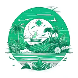 Vector illustration, Minimalistic, Digital illustration, a Little [design with a white background saying in the style of Coastal Vibes. a green background]Print for t-T-shirt HaHand-drawn vector illustration, T-shirt design, Dramatic Lighting, Trending on Artstation, Award-winning, Icon, Highly detailed