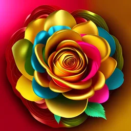 Create gold rose and multicoloured background