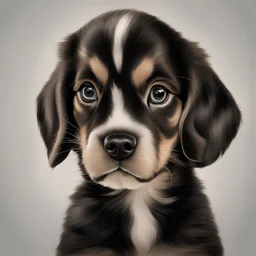 on a black background a diagonal at an angle, transparent brush-stroke and inside it {puppy}, realistic photograph, centered