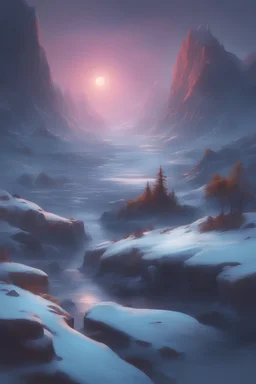 Night tundra landscape in the arctic, digital art, concept art, magic fantasy, vibrant colors, high contrast, highly detailed, trending on artstation, 8k, andreas rocha, sylvain sarrailh, darek zabrocki, finnian macmanus, dylan cole, liang mark, albert bierstadt, sung choi, peter mohrbacher, greg rutkowski