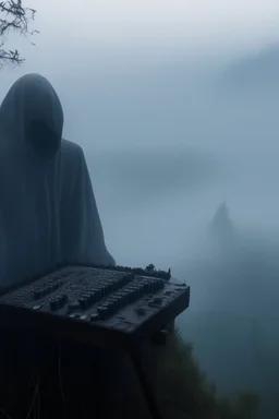 A hooded figure In the fog