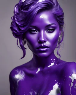 the figure of a beautiful woman, filled with purple paint with silver smudges